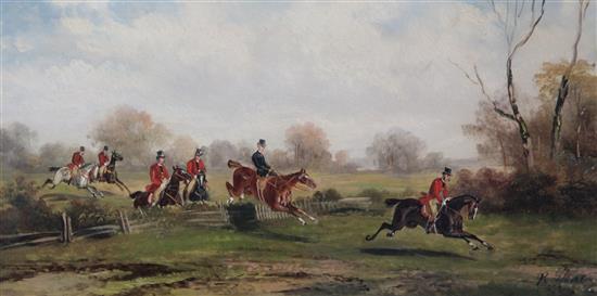 Rudolf Stone (19th century) Hunting scene 6 x 12in.